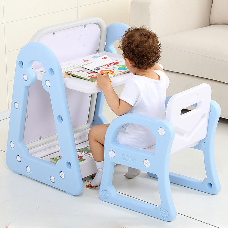 Парта-мольберт з кріслом для дітей inSPORTline Gacino, блакитно-біла