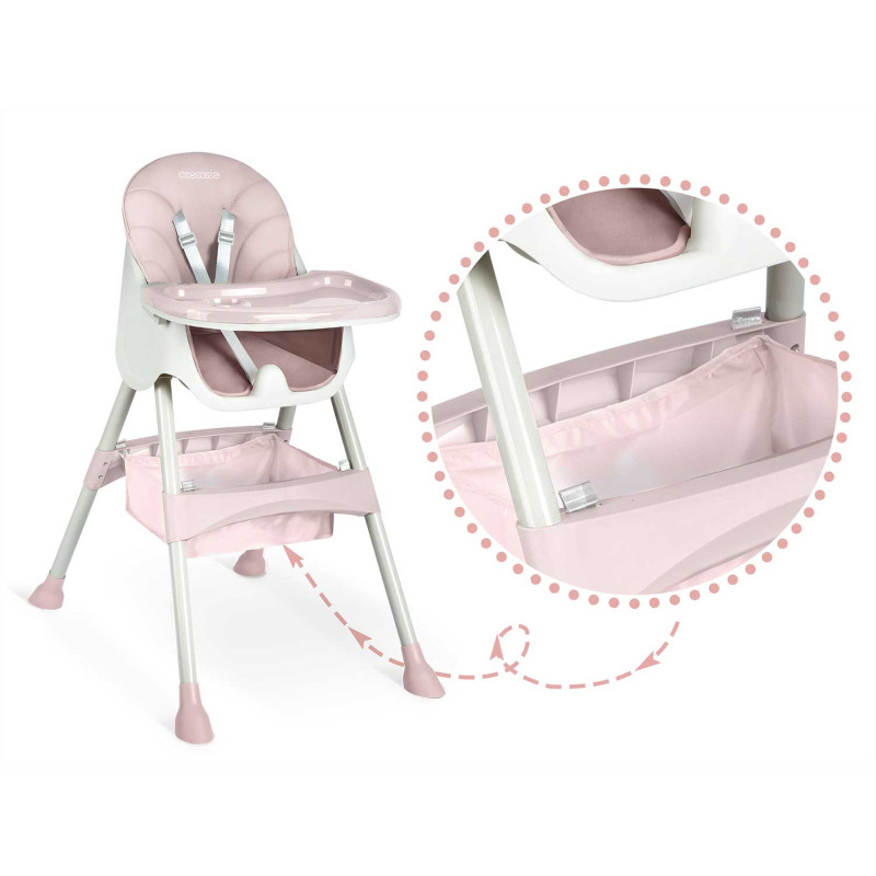 Стільчик для годування зі столиком Ricokids Milo 79 х 62 х 94 см - рожево-білий