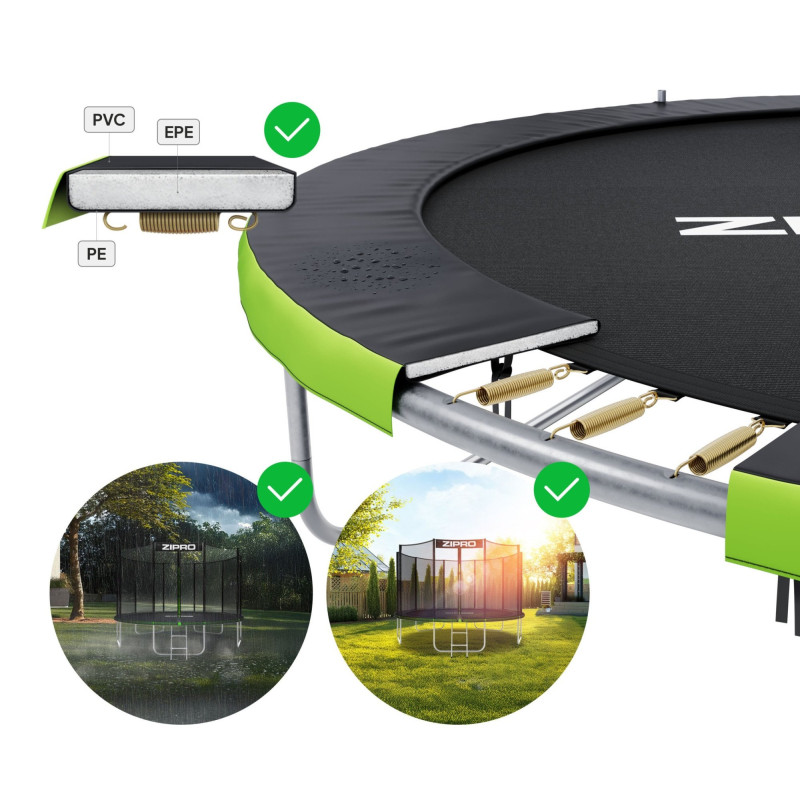 Батут Zipro Jump Pro з зовнішньою сіткою 8 футів 252 см чорно-зелений