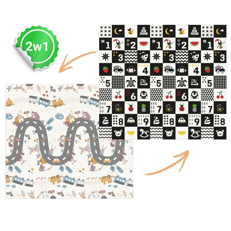 Килимок розкладний дитячий 200 x 150 x 1 см Nukido NK-340 Потяг-Цифри