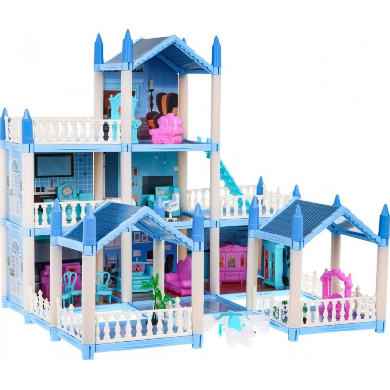Ляльковий будиночок 6+ 3-х поверховий Синій