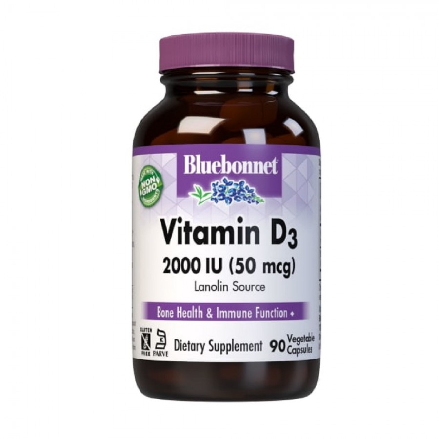 Вiтамiн D3 2000IU, Bluebonnet Nutrition, 180 вегетаріанських капсул