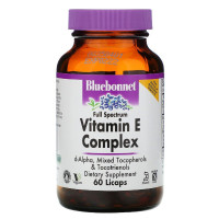 Комплекс Витамина Е, Vitamin E Complex, Bluebonnet Nutrition, 60 капсул