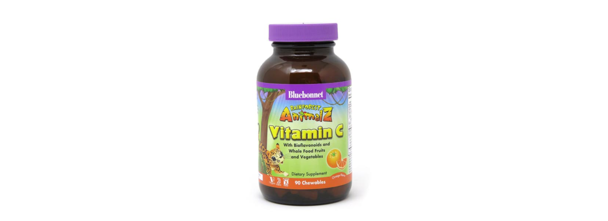 Витамин С для Детей, Вкус Апельсина, Rainforest Animalz, Bluebonnet Nutrition, 90 жевательных конфет