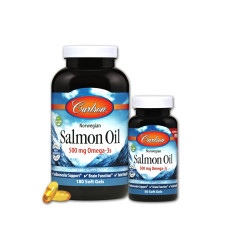 Норвежский Лососевый Жир, 500 мг, Norwegian Salmon Oil, Carlson, 180+50 желатиновых капсул
