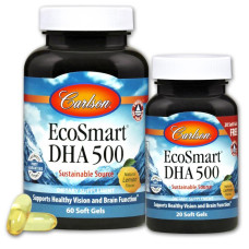 DHA (докозагексаєнова кислота), Смак Лимону, EcoSmart, Carlson, 60+20 желатинових капсул