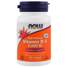 Вітамін D3 5000IU, Now Foods, 240 желатинових капсул