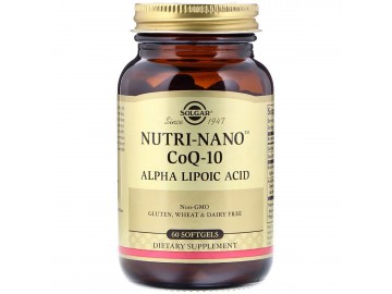 Коензим і Альфа Ліпоєва Кислота, Nutri-Nano CoQ-10 Alpha Lipoic Acid, Solgar, 60 капсул