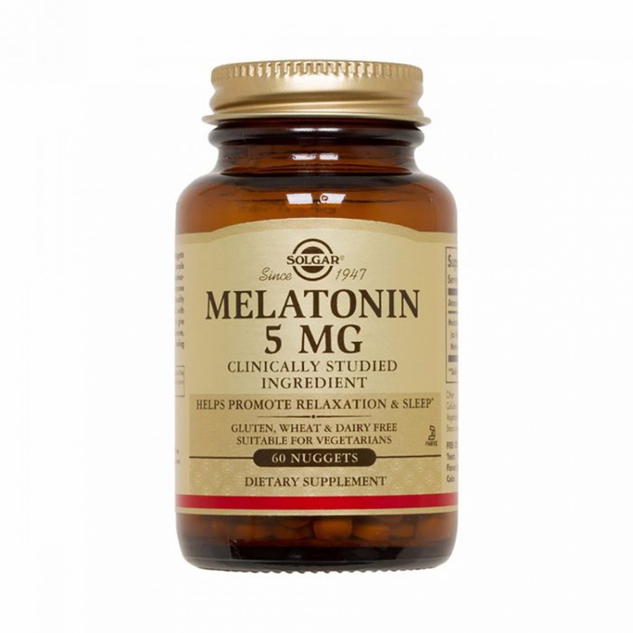 Мелатонін, 5 мг, Melatonin, Solgar, 60 жувальних таблеток