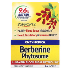 Берберин Фитосоми, Berberine Phytosome, Enzymedica, 60 капсул