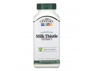 Розторопша, Стандартизований екстракт, Standardized Milk Thistle Extract, 21st Century, 200 вегетаріанських капсул