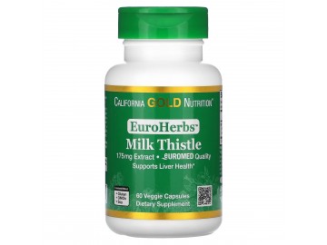 Екстракт розторопші, 175 мг, Milk Thistle Extract, EuroHerbs, European Quality, California Gold Nutrition, 60 вегетаріанських капсул