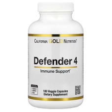 Зміцнення імунітету, Defender 4, California Gold Nutrition, 180 вегетаріанських капсул