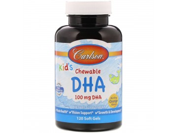 Риб'ячий жир (DHA) для Дітей, Смак Апельсина, Kid's Chewable, Carlson, 120 желатинових капсул