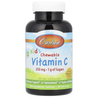 Вітамін С для дітей, 250 мг, смак мандарину, Kid's Chewable Vitamin C, Carlson, 60 жувальних таблеток
