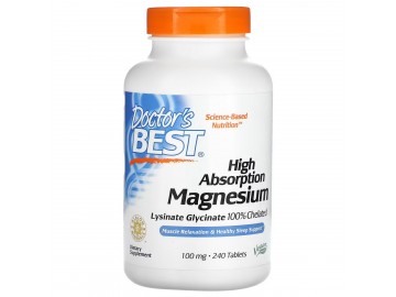 Магній Високої Абсорбації, 100 мг, High Absorption Magnesium, Doctor's Best, 240 таблеток