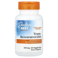 Ресвератрол, 200 мг, Trans-Resveratrol 200, Doctor's Best, 60 вегетаріанських капсул