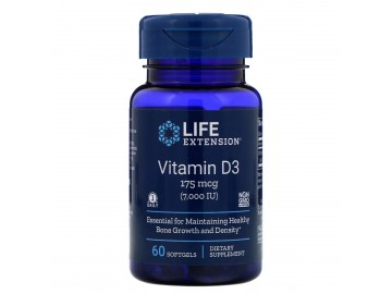 Вітамін D3, Life Extension, Vitamin D3, 175 мкг (7000 МО), 60 гелевих капсул