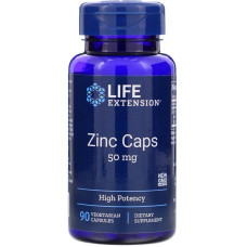 Цинк високої ефективності, Zinc Caps, High Potency, Life Extension, 50 мг, 90 вегетаріанських капс