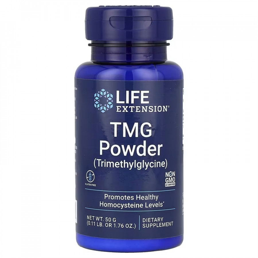 Триметилгліцин, ТМГ, 500 мг, TMG Powder (Trimethylglycine), Life Extension, 50 гр
