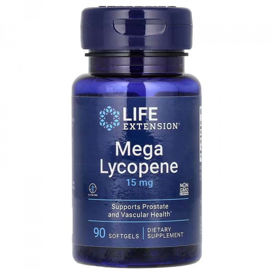 Лікопін, 15 мг, Mega Lycopene, Life Extension, 90 гелевих капсул