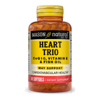 Здоровье сердца и сосудов, Heart Trio CoQ10, витамин Е и рыбий жир, Mason Natural, 60 гелевых капсул