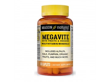 Мультивітаміни з фруктами і овочами, Megavite With Fruits & Veggies Multivitamin & Minerals, Mason Natural, 60 капсул