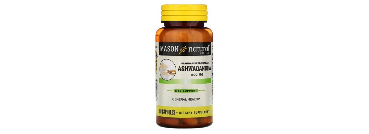 Ашваганда 500 мг, Ashwagandha, Mason Natural, 60 капсул