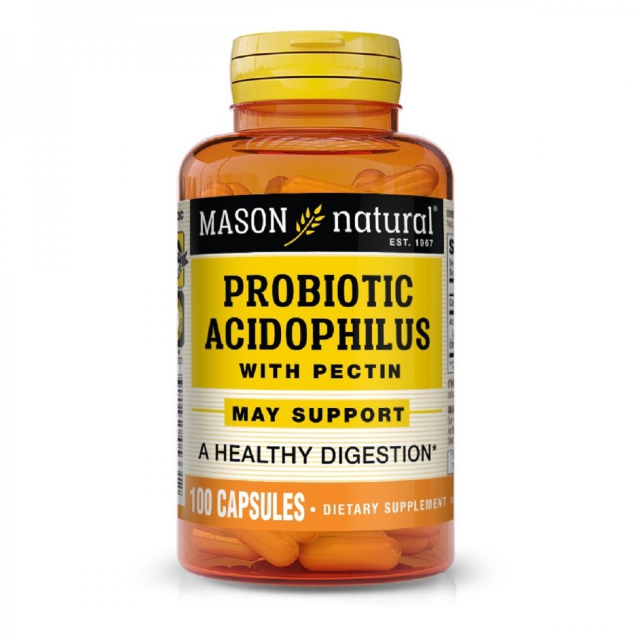 Пробіотик з пектином, Probiotic Acidophilus With Pectin, Mason Natural, 100 капсул