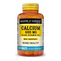 Кальций 600 мг + Витамин D3, Calcium 600мг Plus Vitamin D3, Mason Natural, 200 таблеток