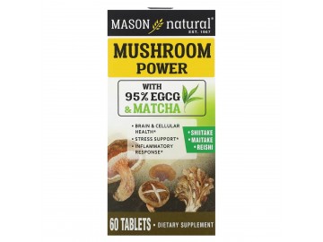 Гриби для Здоров'я мозку та клітин, Mushroom Power, Mason Natural, 60 таблеток