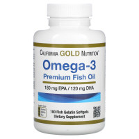 Омега-3, рыбий жир премиум качества, Omega-3, Premium Fish Oil, California Gold Nutrition, 100 рыбно-желатиновых капсул