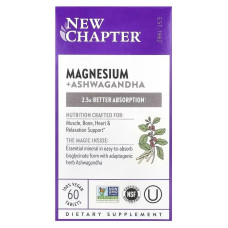 Магній та Ашваганда, Magnesium + Ashwagandha, New Chapter, 60 таблеток