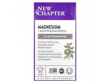 Магній та Ашваганда, Magnesium + Ashwagandha, New Chapter, 60 таблеток