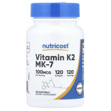 Вітамін К2 у формі МК-7, 100 мкг, Vitamin K2 MK-7, Nutricost, 120 гелевих капсул