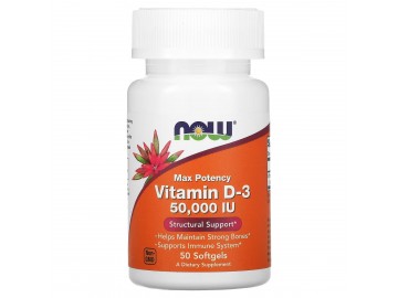 Вітамін D-3 50000 МО, Vitamin D3, Now Foods, 50 желатинових капсул