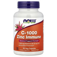 Вітамін C та Цинк, C-1000, Zinc Immune, Now Foods, 90 вегетаріанських капсул
