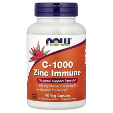 Вітамін C та Цинк, C-1000, Zinc Immune, Now Foods, 90 вегетаріанських капсул