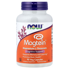 Магній L-треонат, Magtein, Magnesium L-Threonate, Now Foods, 90 вегетаріанських капсул