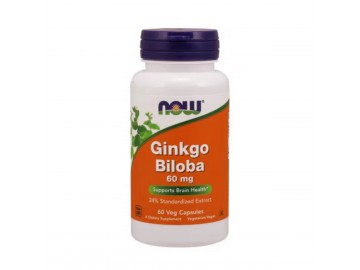 Гінкго Білоба, 60 мг, Ginkgo Biloba, Now Foods, 60 вегетаріанських капсул