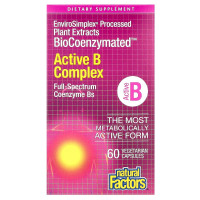 Активный комплекс витаминов B, BioCoenzymated, Active B Complex, Natural Factors, 60 вегетарианских капсул