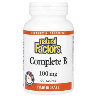 Комплекс витаминов группы B, 100 мг, Complete B, Natural Factors, 90 таблеток