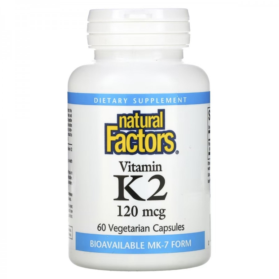 Вітамін К2, 120 мкг, Vitamin K2, Natural Factors, 60 вегетаріанських капсул