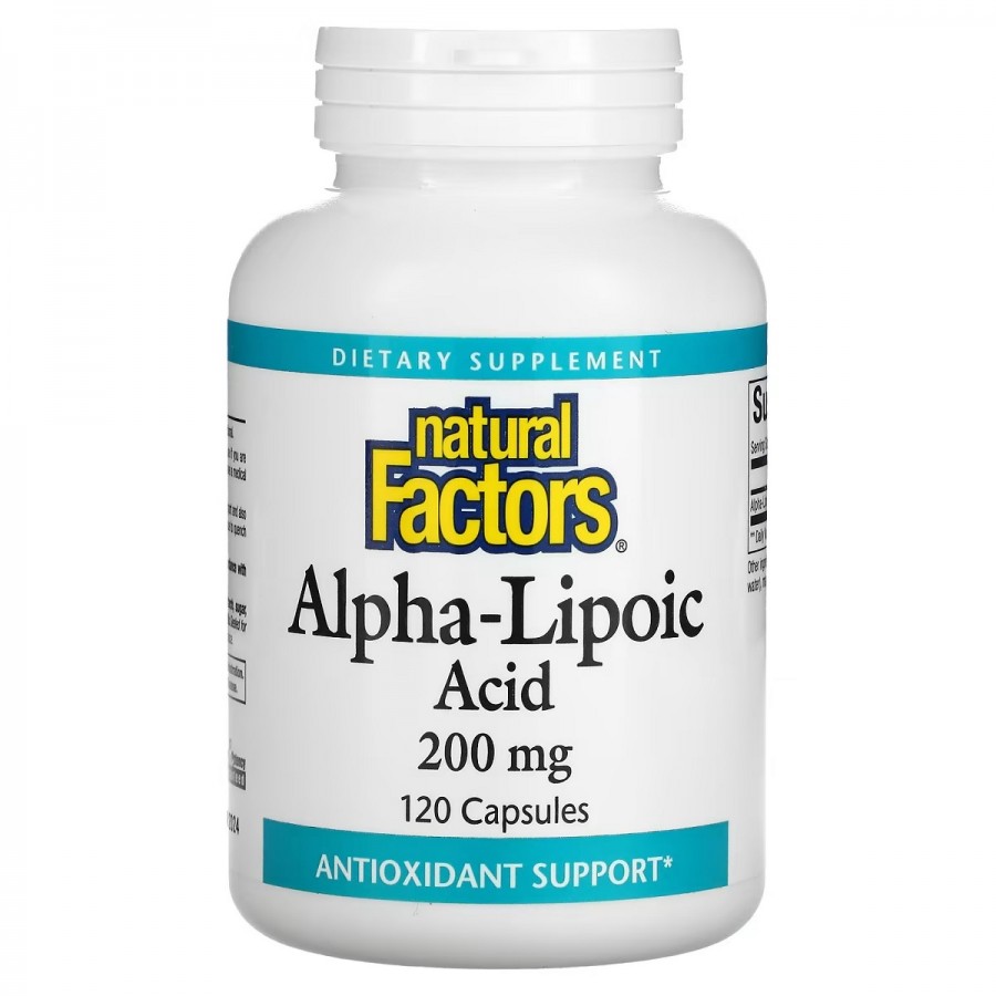 Альфа-ліпоєва кислота, 200 мг, Alpha-Lipoic Acid, Natural Factors, 120 капсул