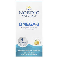 Омега-3, 690 мг на порцію, смак лимона, Omega-3, Nordic Naturals, 120 гелевих капсул