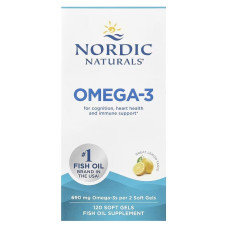 Омега-3, 690 мг на порцію, смак лимона, Omega-3, Nordic Naturals, 120 гелевих капсул