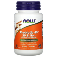 Пробиотики Для Травления, Probiotic-10, 25 Миллиардов, Now Foods, 50 вегетарианских капсул