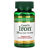 Железо, 28 мг, Gentle Iron, Nature's Bounty, 90 капсул
