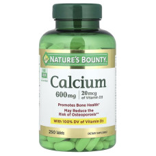 Кальцій та Вітамін D3, 600 мг та 20 мкг, Calcium, Nature's Bounty, 250 таблеток