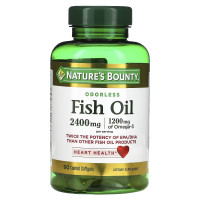 Рыбий жир, 2400 мг, Odorless Fish Oil, Nature's Bounty, 90 гелевых капсул